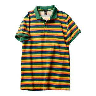 少量一波流~真的好看!22年美线男士夏季条纹POLO衫翻领短袖T恤潮