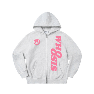 WHOOSIS（不知其名）大logo印花拉链帽衫卫衣秋冬简约百搭男女潮