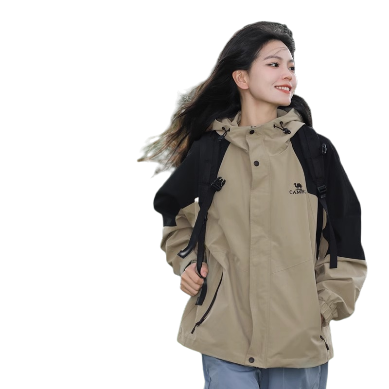 登山服户外骆驼工装夹克拼色外套