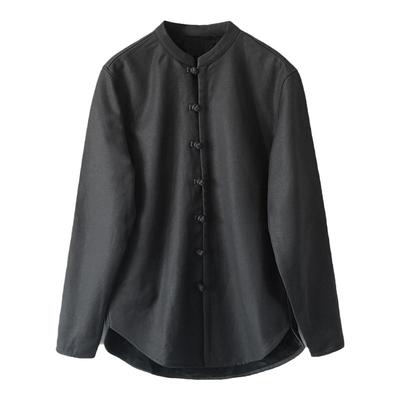 冬季男士休闲棉麻加绒长袖衬衫