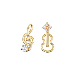 音符小提琴不对称耳夹无耳洞女简约气质小众设计耳钉音乐耳饰新款