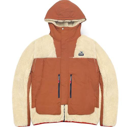 CHUMS洽洽鸟户外保暖抓绒外套男女同款连帽防风抓绒衣摇粒绒夹克