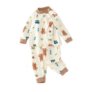 儿童秋衣秋裤套装全棉中领保暖内衣男童2025新款宝宝睡衣纯棉a类