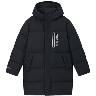 特步童装男童保暖中长款羽绒服2026秋冬新款儿童三防外套大童冬装