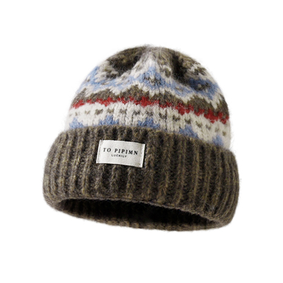 秋冬季费尔岛风格针织毛线帽女