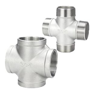 304不锈钢四通接头加厚4分内丝十字丝扣内牙水管配件内螺纹四通