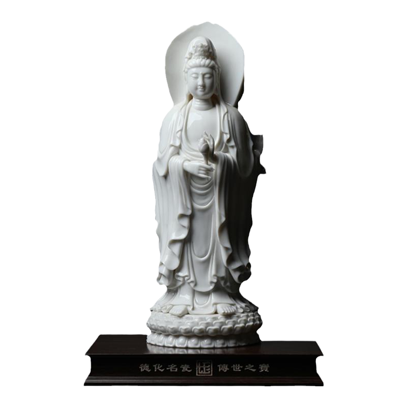 戴玉堂陶瓷摆件《南海三面观音像》郑金星佛像站像客厅装饰艺术品