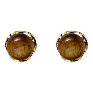 美拉德棕色猫眼石耳夹无耳洞女复古风轻奢高级感耳环2026新款耳饰