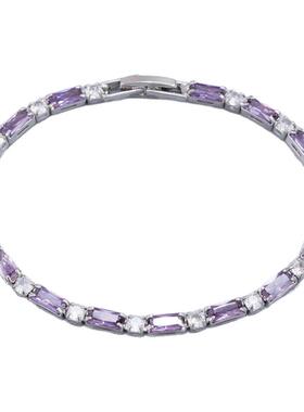 欧洲「设计师」MIHMILY天然紫罗兰紫水晶镶钻手链女925银上岸礼物