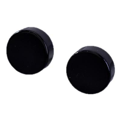 银奥女999纯银黑色圆形耳钉