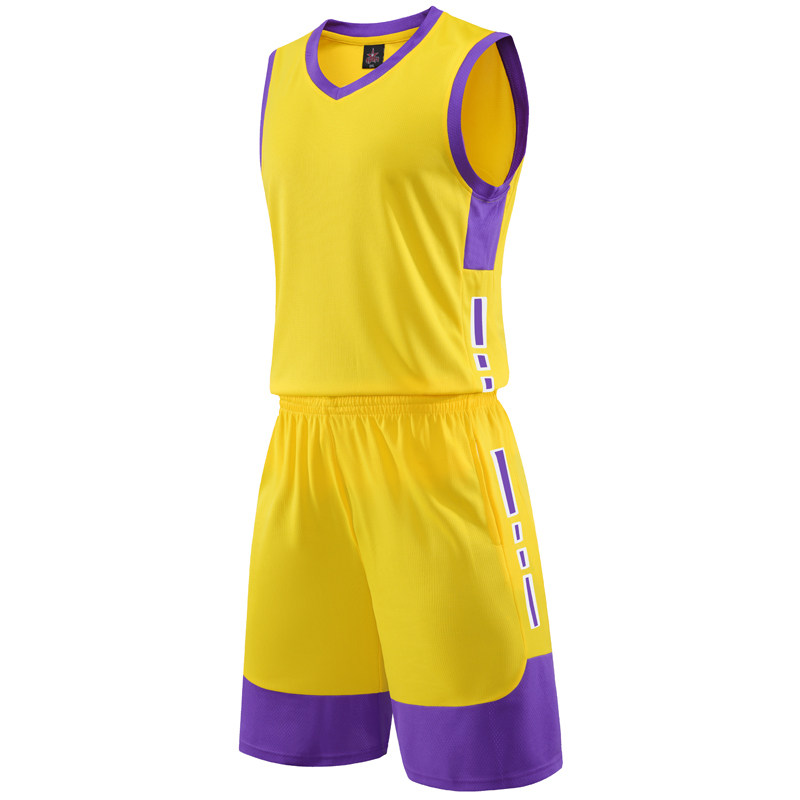 成人儿童篮球服套装球衣夏季背心比赛训练队服定制印字 215黄色