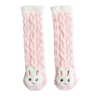 婴儿秋冬季高筒加厚加绒保暖儿童珊瑚绒袜子男女宝宝过膝中长筒袜