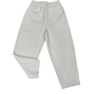 2025冬季新款红色松紧腰休闲裤女弹力宽松舒适亲肤九分哈伦奶奶裤