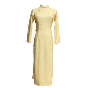 亦柔新中式旗袍古法2025新款全开襟年轻黄色少女气质优雅秋季长袖