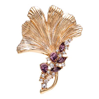 Eternelle银杏叶水晶胸针