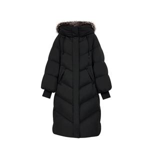 绫致Vero Moda羽绒服2025冬季新款可拆毛领白鸭绒长款外套