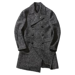冬季DU家顶奢意大利进口粗人字纹羊毛双排扣马球大衣POLO COAT