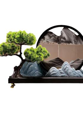 水墨江山迎客松流沙画摆件家居客厅玄关装饰乔迁新居礼品