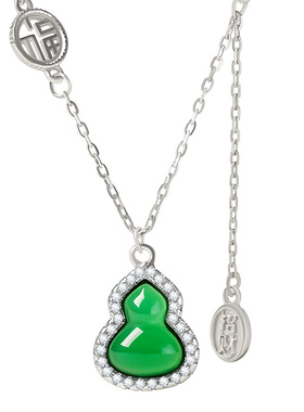 宫里上新天然绿色玉髓吊坠项链