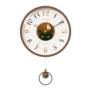 钟表挂墙挂钟客厅2025新款现代简约时钟装饰画中古风静音石英钟表