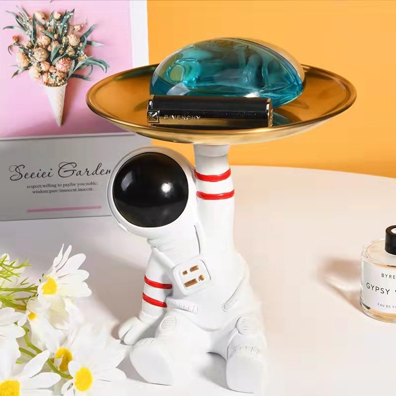 手机支架宇航员收纳摆件玄关门口钥匙水晶礼物家居装饰太空托盘