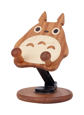 榜盛实木龙猫可爱手机支架摆件