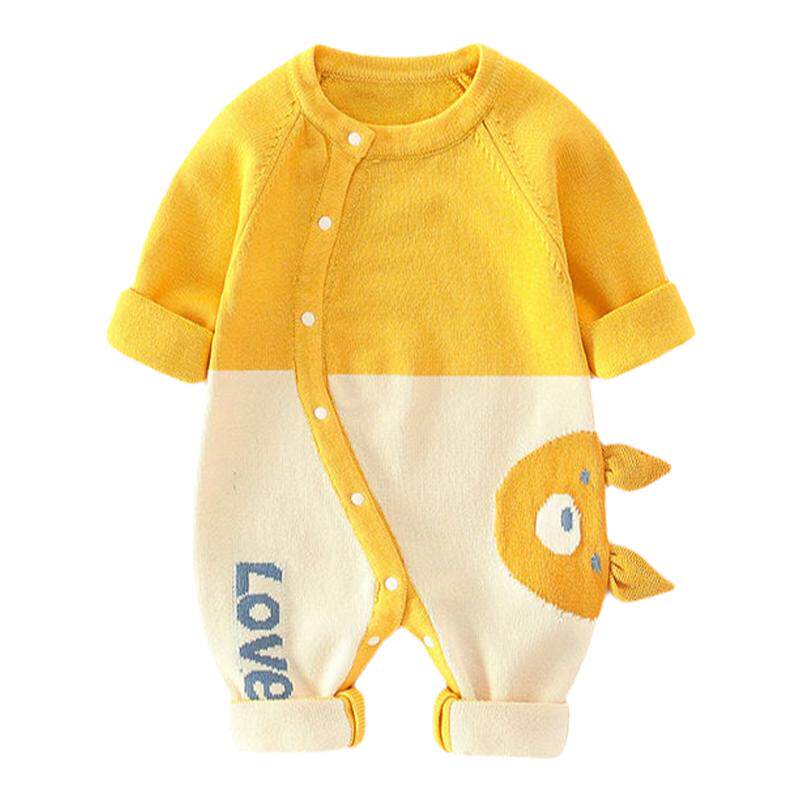 婴幼儿爬服初生春款婴儿连体衣可爱长袖爬服针织男女宝宝毛衣春季