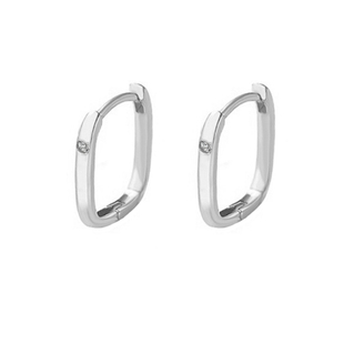 睡觉不用摘的耳钉 日常基础款 925纯银防过敏耳环 方形个性小耳扣