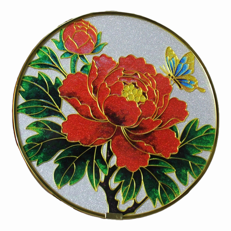 景泰蓝非遗掐丝珐琅画牡丹花开富贵成品手工中国风材料包节日礼物