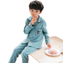 儿童男童纯棉长袖春秋季中大童睡衣1