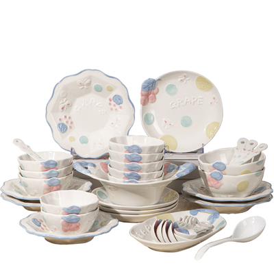 可爱风釉下彩2025新款碗碟套装