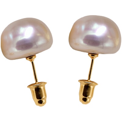 小立交天然淡水馒头强光珍珠耳钉