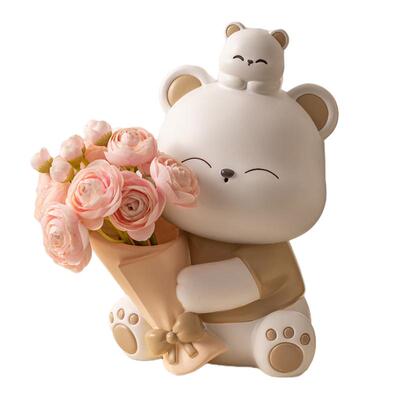可爱捧花熊客厅装饰治愈礼物女生