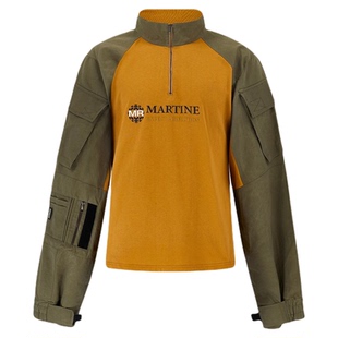 MARTINE ROSE 25FW 图案印花拼接半拉链高领长袖T恤男女同款