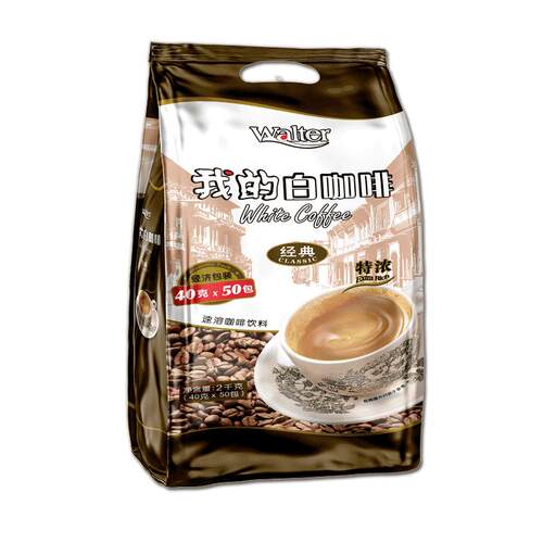 我的白咖啡特浓2000g马来西亚原装进口三合一二合一速溶粉条袋装