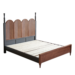 新品美式中古风红橡木全实木床1.8米法式复古气压高箱储物大床2米