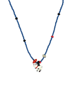 蓝色串珠拼接设计感项链