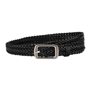 深灰色长方扣1.8厘米编织细腰带波西米亚女牛仔裤连衣裙时装皮带