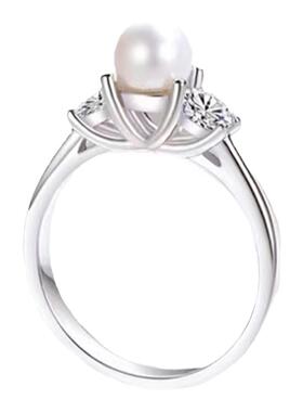 D色莫桑石淡水珍珠四爪戒