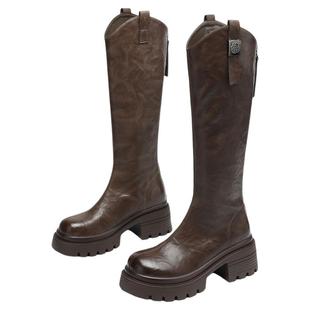 星期六长靴骑士靴厚底靴子女长筒靴增高瘦瘦靴女靴堆堆靴女款皮靴