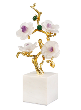 轻奢天然水晶花招财树家居摆件