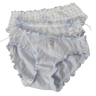 [安心纯棉裆]果壳内裤女可爱兔子印花弹力包臀3条装女士三角短裤