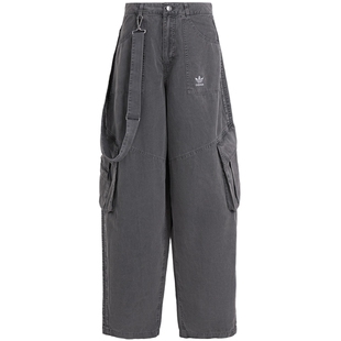 adidas阿迪达斯三叶草秋女工装长裤棉质休闲梭织宽松运动裤KH1180