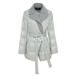 IDPAN羽绒服冬季新款时尚修身光感撞色西装领气质通勤外套女