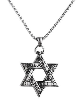 合金六芒星吊坠男钛钢项链时尚嘻哈学生情侣项坠个性挂饰毛衣链女