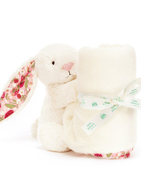 英国Jellycat花布乳白色邦尼兔安抚巾（白芮）玩偶新生系列新品