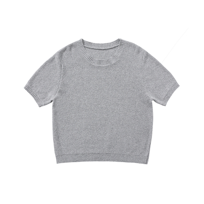 晶咕白标DADATATA【奶油cookie】圆领针织短袖微胖女孩的显瘦穿搭