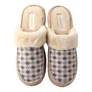 出口拼接麂皮个性秋冬女士拖鞋保暖气加厚底防滑居家用手工棉拖鞋