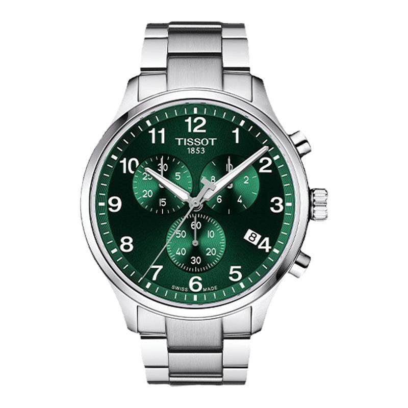 天梭速驰石英钢带男表