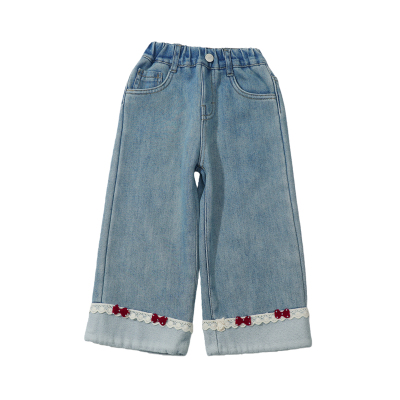 超好看女童加绒裤子秋冬装牛仔裤